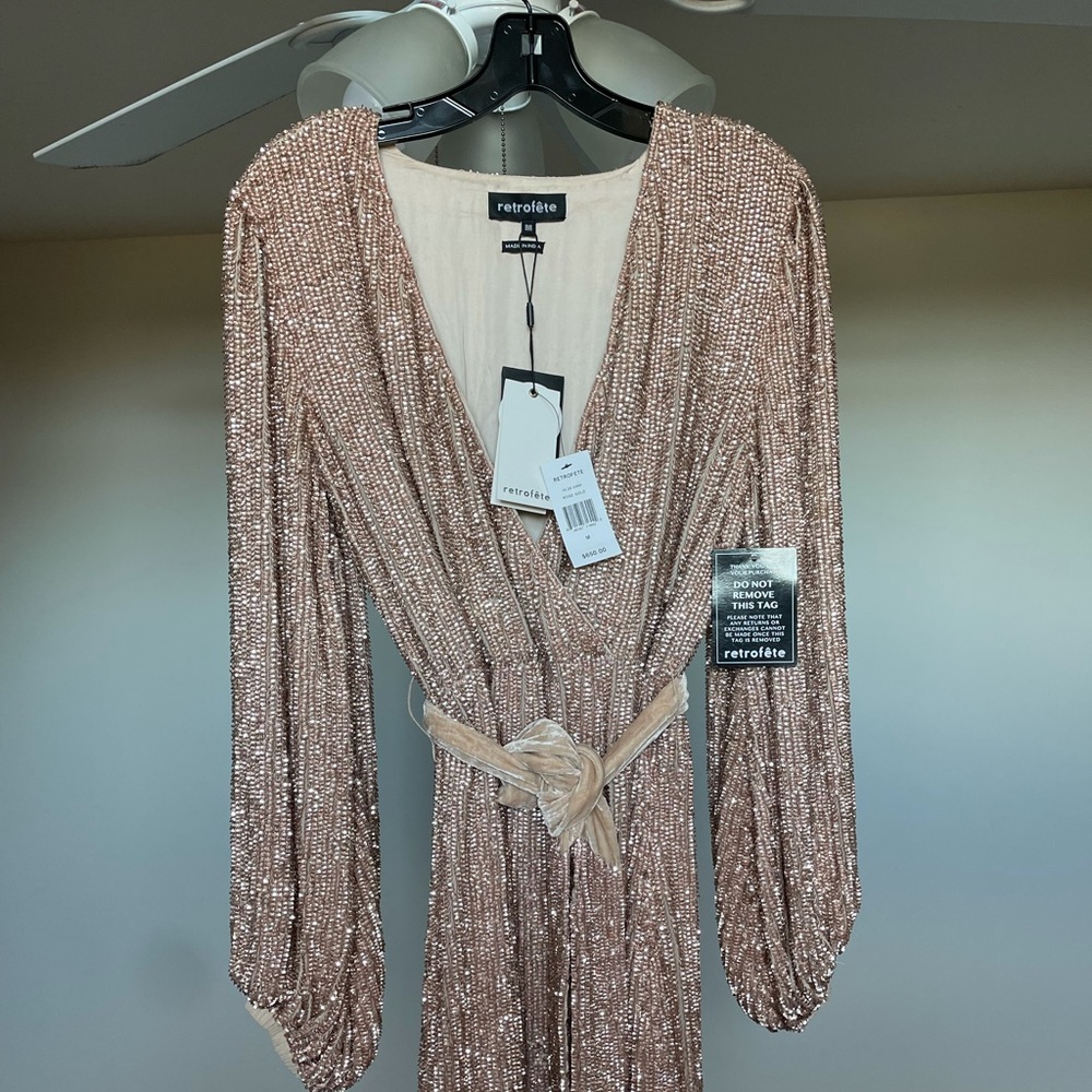 NWT Retrofete MEDIUM rose gold Julie dress